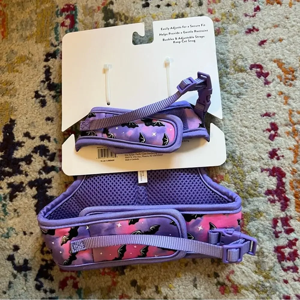 NWT Thrills & Chills Cat Harness & Leash Set pink purple